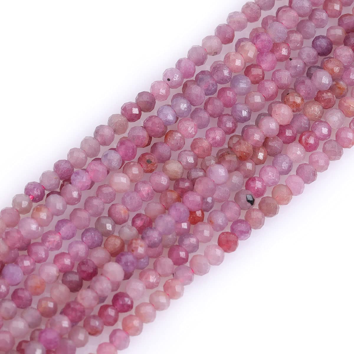 Gem-Inside 3mm Tiny Ruby Natural Gemstone Faceted Round Semi Precious Loose Seed Beads for Jewellery Making 15" Strand