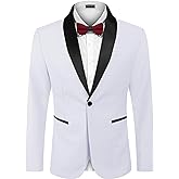 COOFANDY Men's Tuxedo Jacket One Button Dress Suit Blazer Jacket for Wedding Dinner Prom Party