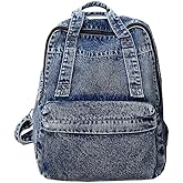 TYHOTULY Vintage Denim Backpack Casual Style Daypack Shoulder Bag Rucksack Classic Jeans Backpacks Lightweight Handbag Purse (Blue)