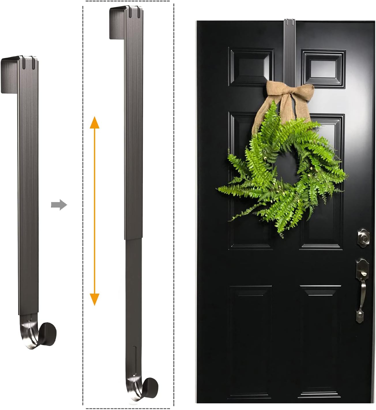 Wreath Hangers - LBSUN Wreath Hanger, Adjustable Over The Door Wreath Hanger Wreath Holder Wreath Hook for Door Christmas (Nickel,20 lbs)