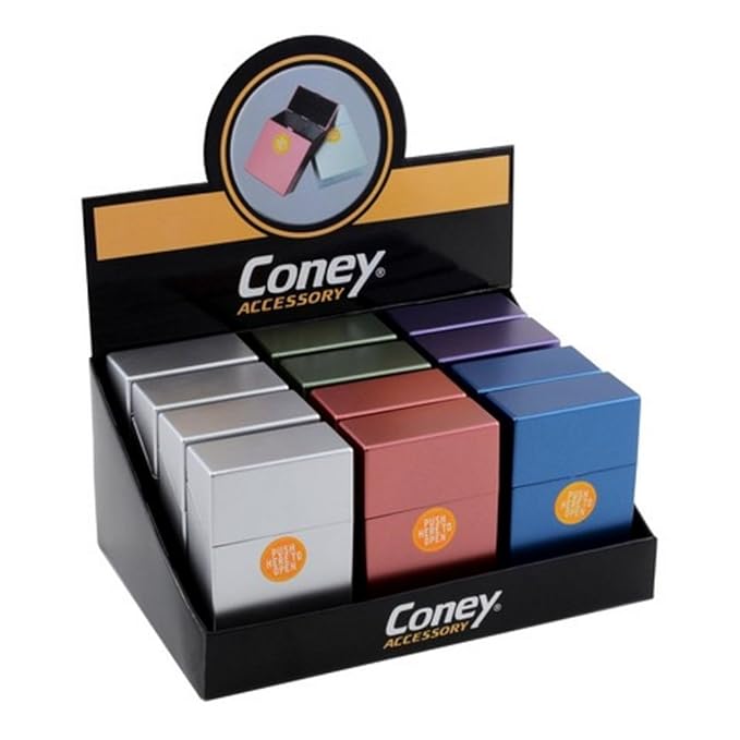 Coney XL Big Zigarettenetui Pusch Up Sprung D-Box Zigarettenschachtel Zigarettenbox Kunststoff metallic bis zu 20 Zigaretten