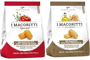 I Macoritti Mini Breadsticks Variety Pack – Extra Virgin Olive Oil & Tomato Oregano Paprika – Authentic Italian Oven-Baked Snacks, Natural Ingredients, Perfect with Cheese & Soups | Zero Sugar Non-GMO, Preserve Free, Made in Italy – 8.8 oz x 2