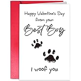 TQDaiker Funny Valentines Card for Husband Wife, Best Boy Best Girl Card from Pet, Paw Card for Dog Dad Dog Mum, “i Woof You”