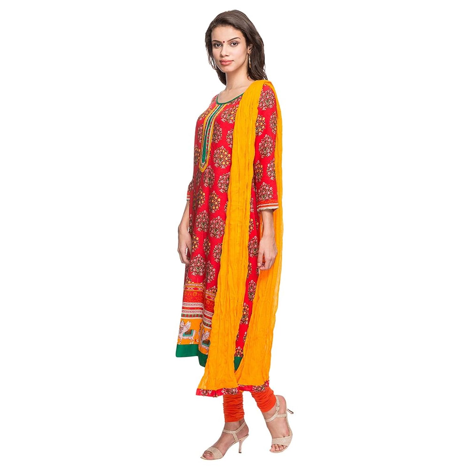 stop by shoppers stop womens round neck printed churidar suit