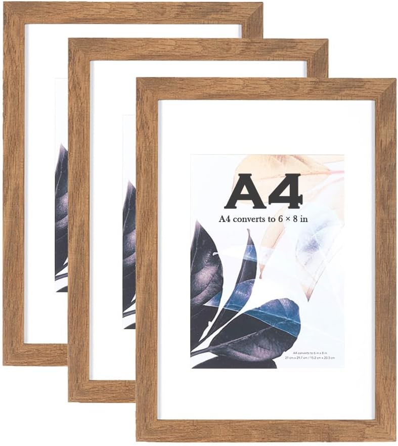 Scholar Tree Brown Wooden A4 Picture Frame Set of 3 with Mount