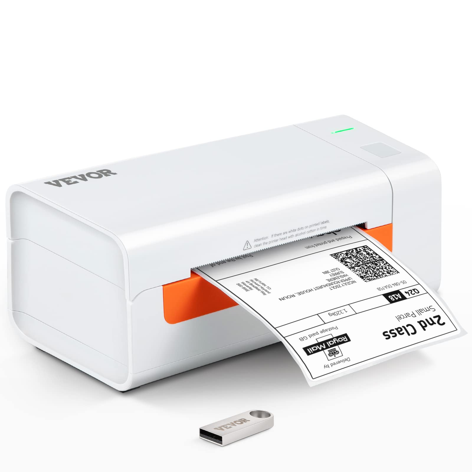 VEVOR Thermodirekt-Etikettendrucker 4x6 USB-Barcode 150 mm/s 203dpi für Paketversand kompatibel mit Amazon/eBay/Etsy/UPS Support Windows/macOS/Linux/Linux/Chromebook Weiß