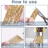 Zayejod 4 Rolls Gold Resin Rhinestone Ribbon 10mm Self-Adhesive Glitter view 5