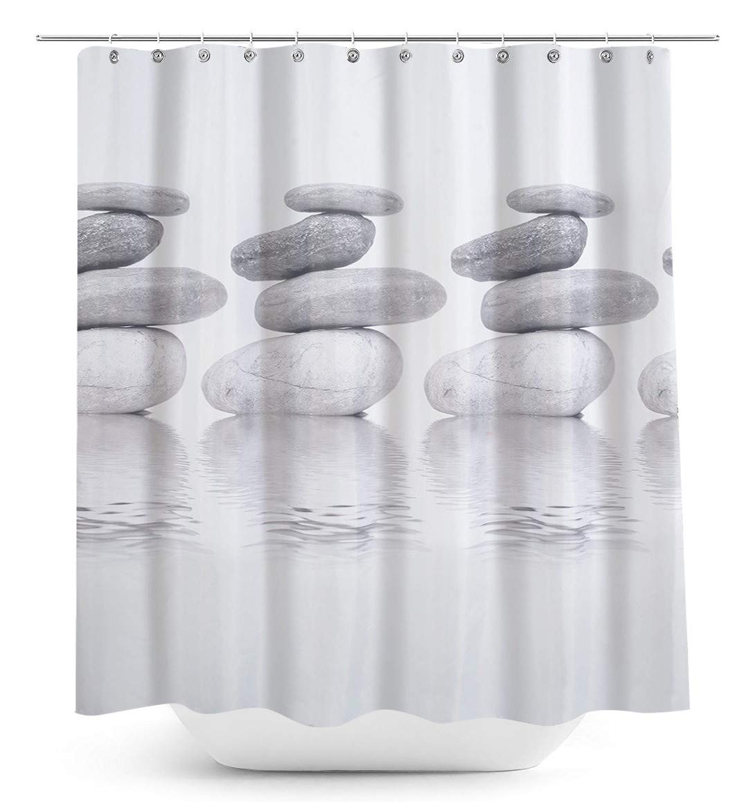 True Holiday Shower Curtain, Waterproof Polyester Shower Curtain Mildew Resistant Antibacterial Shower Curtain with 12pcs Hooks 180x180cm Stone