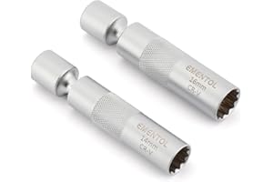 EMENTOL 2PCS 3/8" Drive Magnetic Swivel Spark Plug Socket Set- 14mm and 16mm, 12 Point, CR-V, Extension Sockets, 3.8" Length
