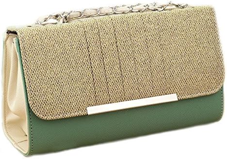 Catkit Fashion Womens Gilrs Tote Handbag Ruffled Flap Shoulder Chain Evening Bag Green