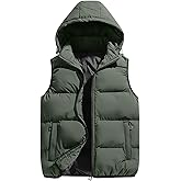 Gihuo Mens Puffer Vest with Hood Zip Up Quilted Hooded Vest