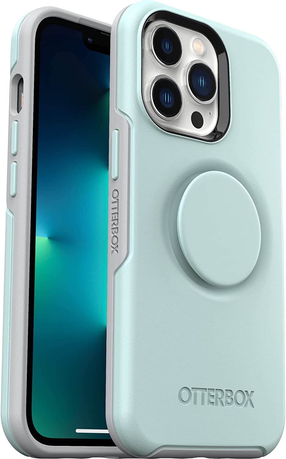 OtterBox + Pop Symmetry Series Case for iPhone 13 PRO (NOT 13/13 Mini/13 Pro Max) Non-Retail Packaging - Day Trip (Tranquil Waters (Light Teal/Grey))