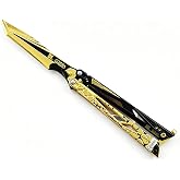 Pexylun Delta Force Cobra Butterfly Knife Trainer, Zinc Alloy, Unsharpened | Practice balisong training tool, solid zinc alloy dull blade, safe EDC flipping cosplay prop