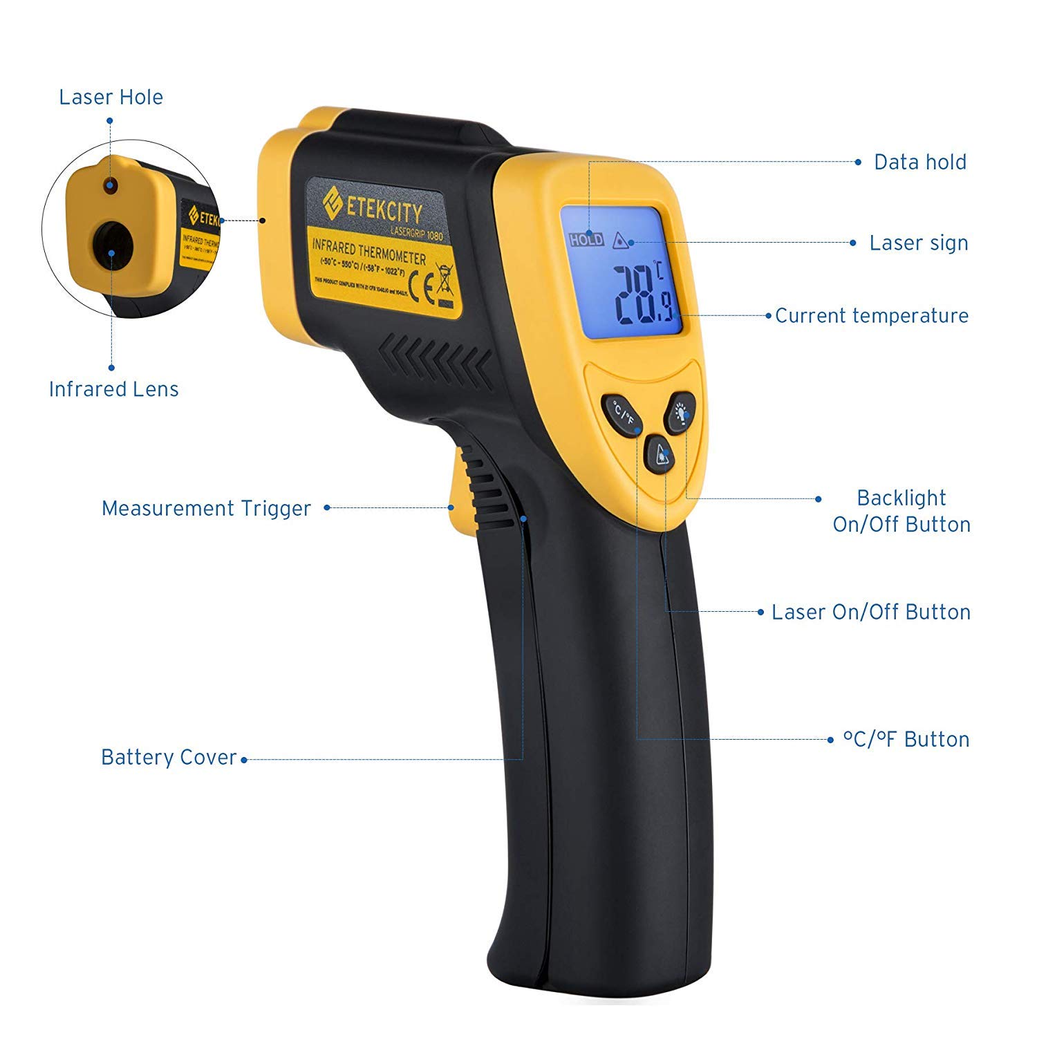 Etekcity Lasergrip 1080 Noncontact Digital Laser IR Infrared