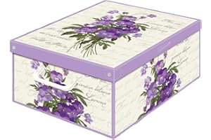LAVATELLI KANGURU Decorative Storage Box with Handles and Lid Collection Violette, Fragrant, Scented Violet, LARGE