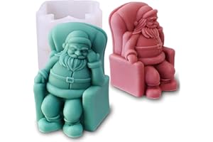 Japleed Napping Santa Shape Candle Molds, Cute Christmas Ornament Silicone Molds, 3D Santa Chocolate Cake Fondant Dessert Mold, Unique Epoxy Resin Candle Soap Wax Molds for Craft Christmas Home Decor
