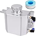 SPEEDWOW Coolant Overflow Tank, Aluminum Radiator Overflow Tank with Teflon Tape & O-ring Gasket, 1 L Universal Reservoir Expansion Tank (Silver)