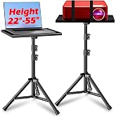 REHOSEUP Projector Stand, 33LB Load Bearing &amp; 22-55" Height Adjustable, for Projector/Laptop/DJ Gear, Outdoor/Office/Studio - Stable Base (Black)
