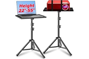 REHOSEUP Projector Stand, 33LB Load Bearing & 22-55" Height Adjustable, for Projector/Laptop/DJ Gear, Outdoor/Office/Studio - Stable Base (Black)