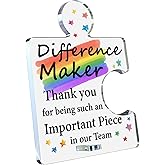 Team Appreciation Gifts for Employees, Thank You Gifts for Coworkers Employees Staff Difference Maker Definition Rainbow Acrylic Puzzle Sign Office Decorations