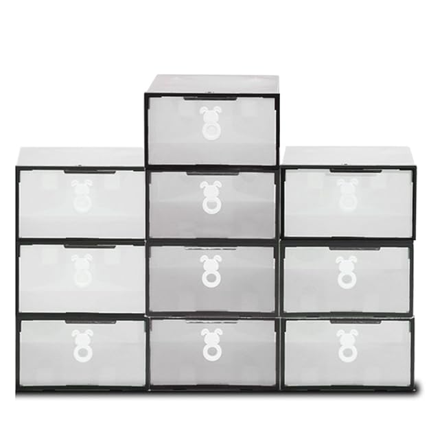 title=ISWEES 10 Scatole per Scarpe Trasparenti Pieghevoli Uomo/Donna in Plastica