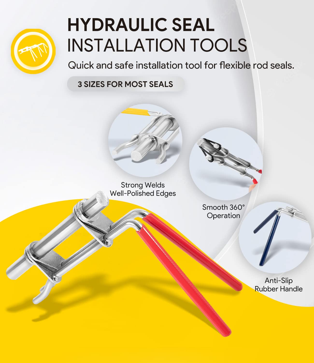 Condition photo showing As Is for 3 pack hydraulic seal installation tools & 1266 adjustable gland nut wrench & 7463 small universal gland wrench, hydraulic cylinder spanner wrench piston repair seal kit, farm & construction equipment 3pcs seal tool & 1266+7463 gland nut wrench
