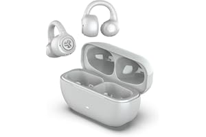JLab Flex Open Earbuds, Clip-on Cuff Design, Wireless Open-Ear Audio Freedom Effortless Fit, Safe Listening, Bluetooth Multipoint, Customize with The App, Cloud White