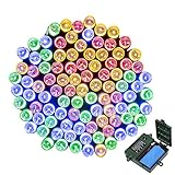 [Rechargeable Battery Included] easyDecor Battery Operated String Lights 200 LED 72ft with Automatic Timer 8 Mode Christmas String Lights for Xmas Garden Outdoor Path Holiday Decoration (Multi Color)