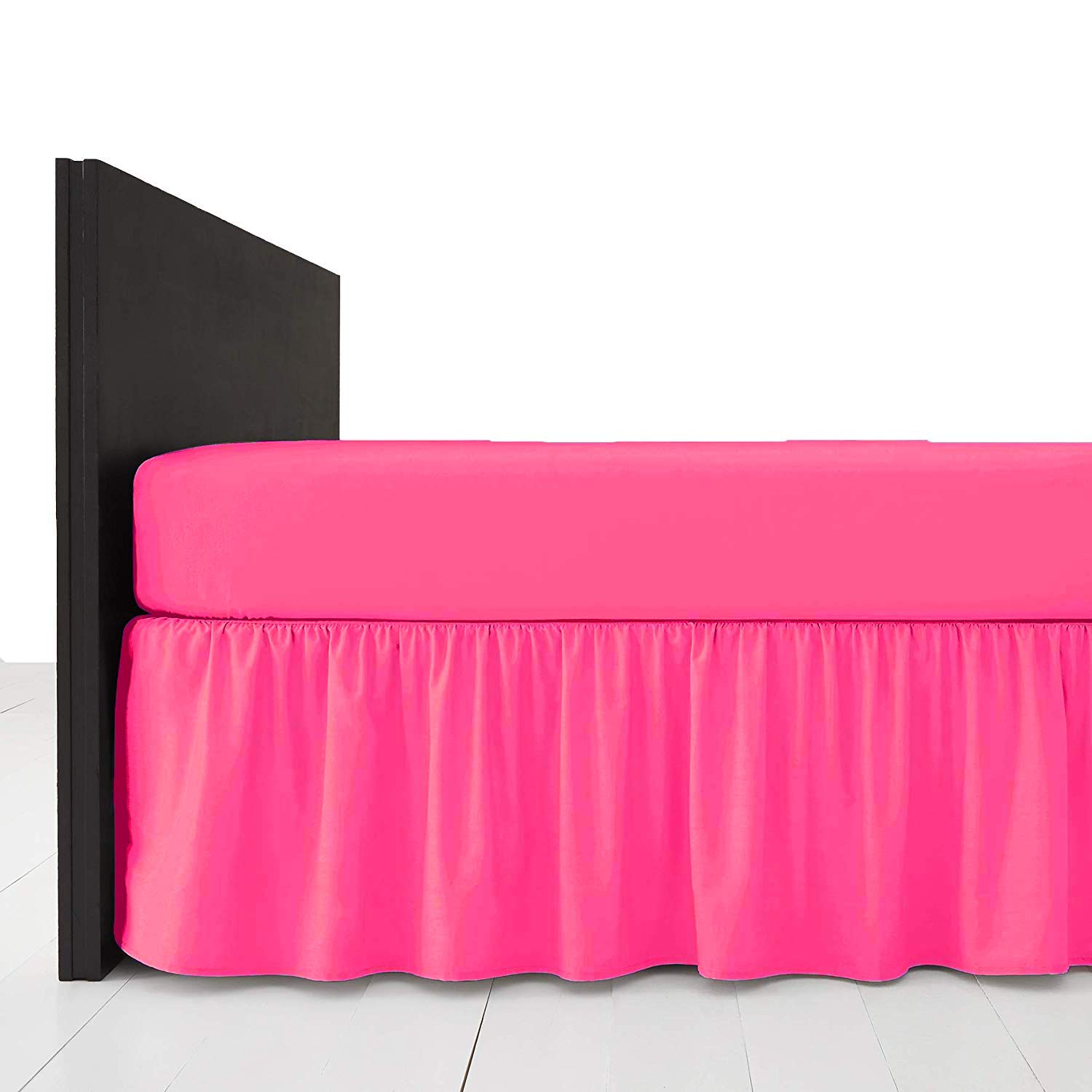 Comfy Nights Plain Dyed Polycotton Easy Care Frilled Base Valance In 19 Colors (Super King, Fuschia) — image 1