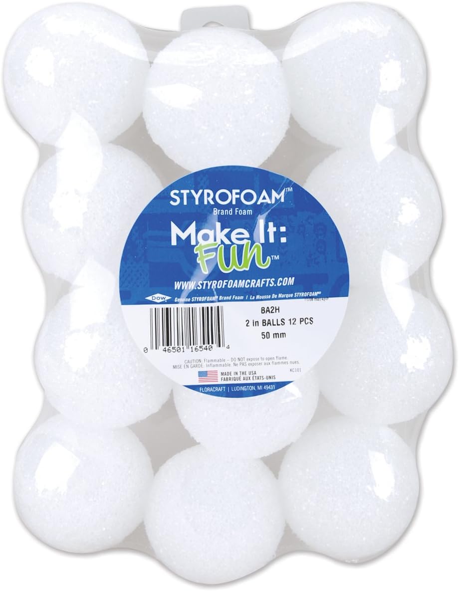 Amazon Com Styrofoam Floracraft Bulk Buy Styrofoam Balls 2 Inch 12 Pack White Ba2h 3 Pack Home Kitchen