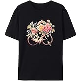 Women's Flower Graphic T-Shirt, Cotton Floral Printed Tees, Ladies Summer Top Short Sleeve T Shirts