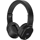 T.TAOMI FM Radio Headphones, Wireless Radio Headset for Mowing, Cycling, Jogging, Portable Radio with USB Power, LED Display Easy to Use, 3.5mm Jack, Gifts for Seniors Elderly(Black)