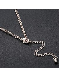 HapiBuy - Juego de collar y pendientes para mujer y novia con cristales de oro rosa