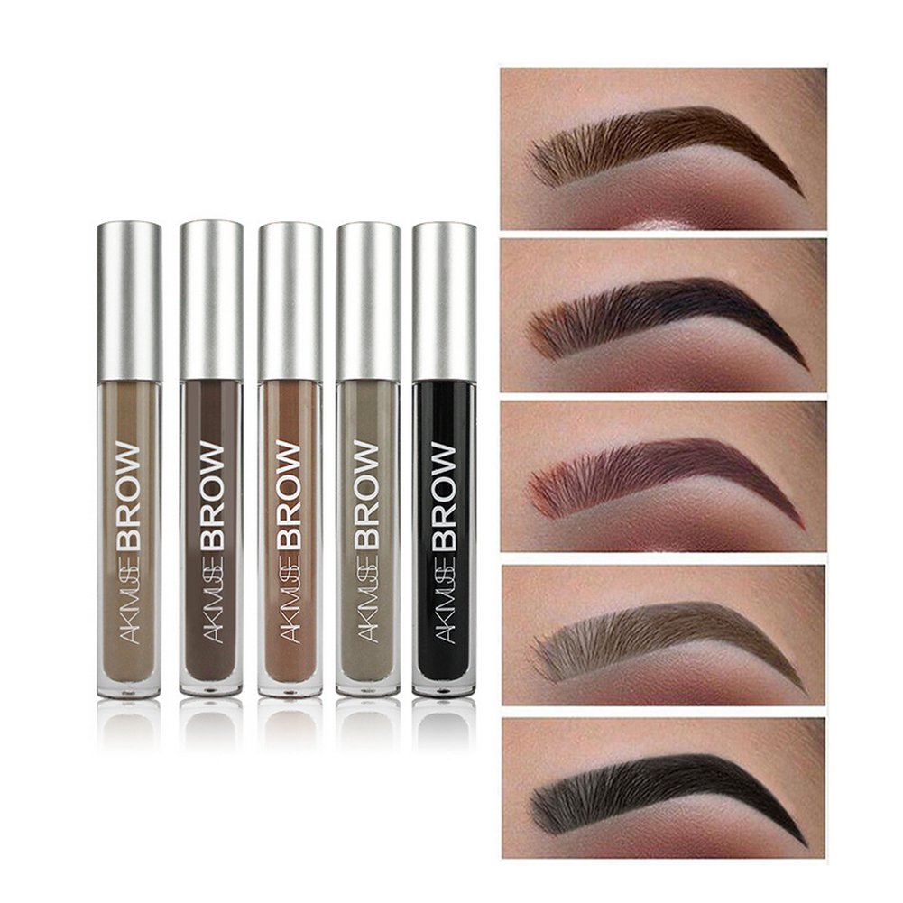 Waterproof Eyebrow Pen, WeChip Semi Permanent Eyebrow Gel Fast Dry Waterproof Anti-sweat Long Lasting Double-ended Pen Eye Makeup (# Black-Brown)