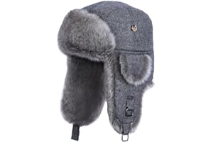 ALKAIDSTAR Fur Winter Trapper Hat,Wool Faux Fur Aviator Ski Trapper Trooper Pilot Snow Eskimo Hat with Ear Flaps for Men & Women