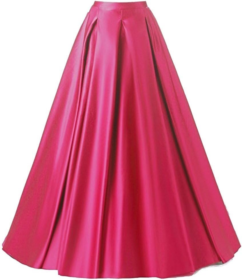 Women's Maxi Skirt High Waist Satin Evening Prom Party Long Skirts