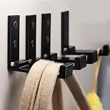 OHIYO Foldable Hooks 6Pcs Heavy Duty Aluminum Alloy Wall Hanger Black view 5
