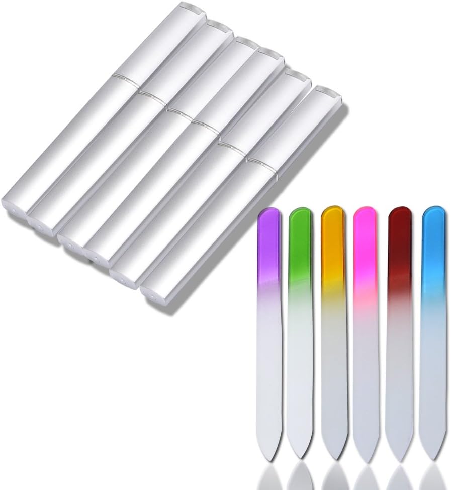 Crystal Glass Nail File Set 6pcs Fashion Durable Nail Art Manicure Device Tool File for Women Girl Professional Polishing