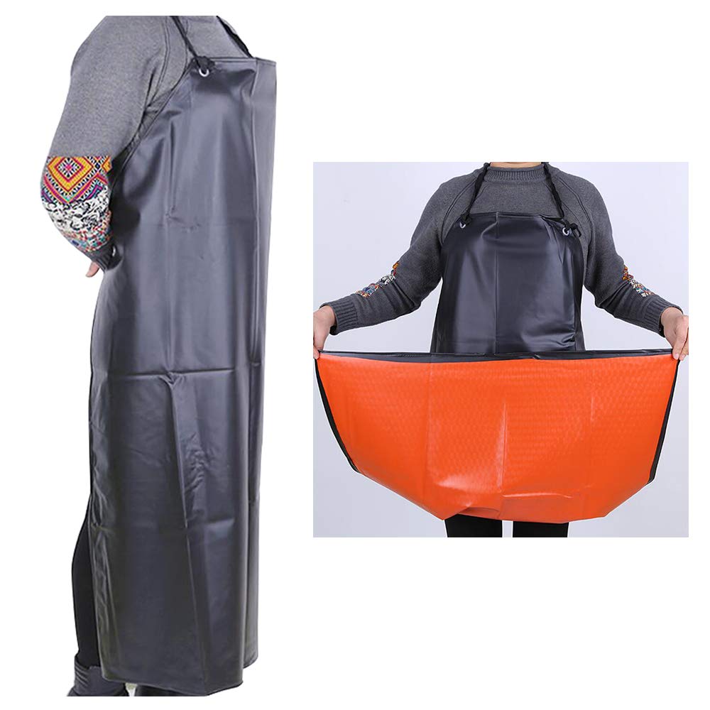 43" Waterproof Leather Apron Heavy Duty Work Apron Chemical Acid Stain Oil Resistance Industrial Workshop Labor Working Aprons with Adjustable Straps Lengthening for Chef Kitchen Dishwashing Butcher