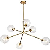 Alora Mood Cassia 40" Chandelier | Aged Gold Finish | Clear Glass Shades | Mid-Century Modern Decorative Ceiling Light | Made