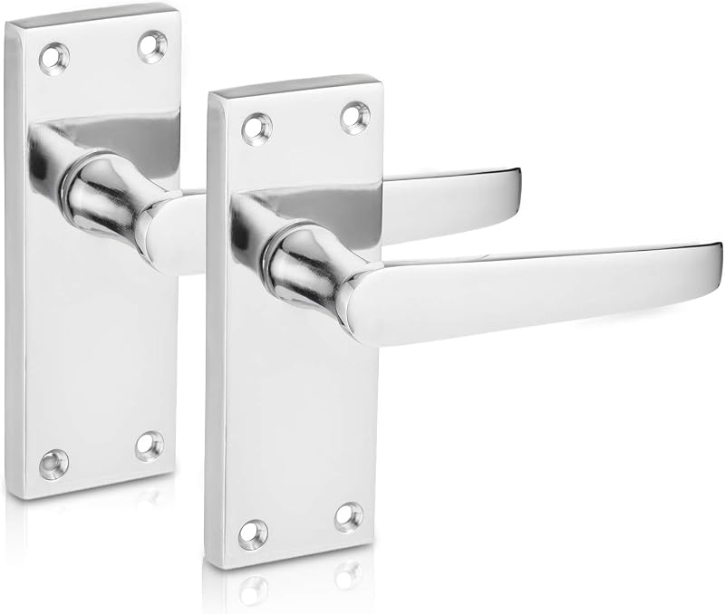 XFORT Lever Latch Flat Polished Chrome Door Handles Pair