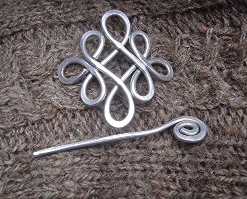 Looping Celtic Crossed Knots Aluminum Shawl Pin, For Knit or Crocheted Scarf, Handmade in Oregon - Image 6
