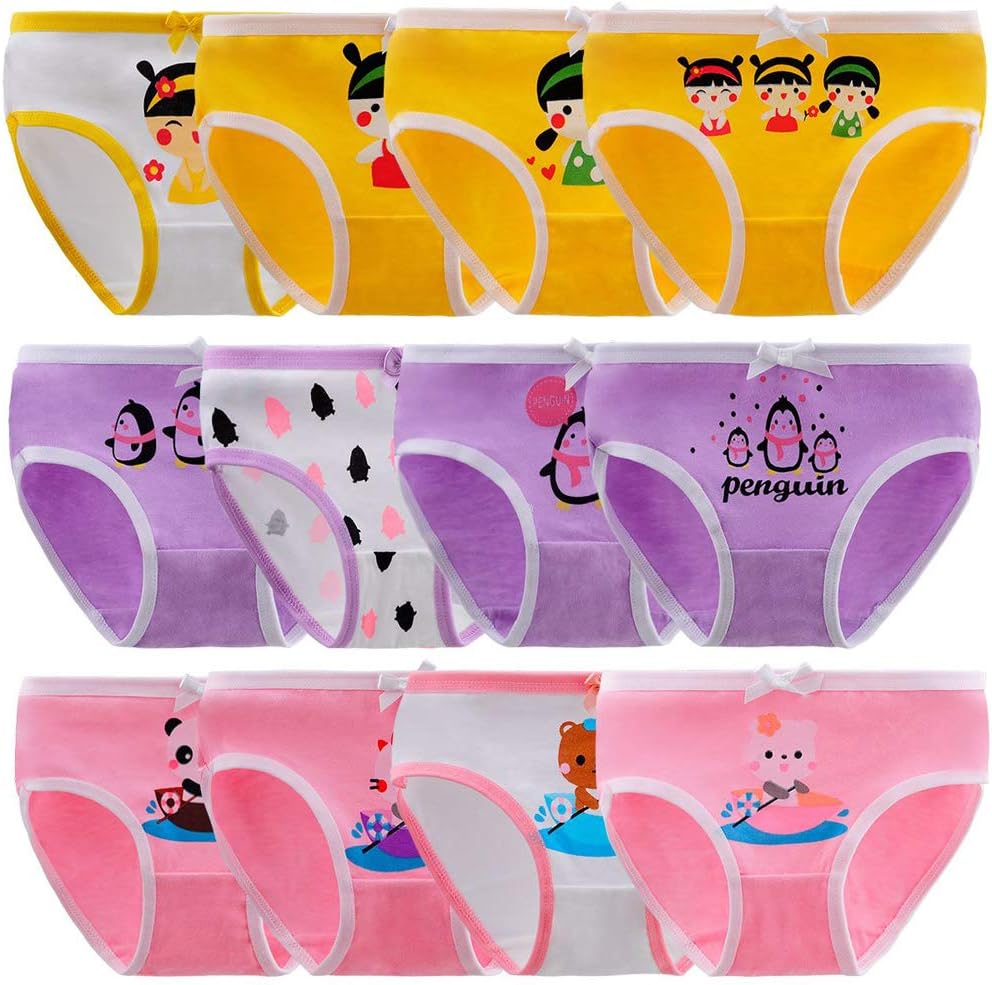 Baby 12 Pack Panties Soft Comfort Knickers Cotton Underwear Little Girls Assorted Briefs 2-12 Yrs