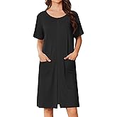 Ekouaer Women Zip Up Robe Short Bathrobe Lightweight House Coats Floral Print House Dress with Pockets Nightgown S-3XL