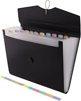 D.RECT Expandable File 12 Compartments A4 Black Document Organizer
