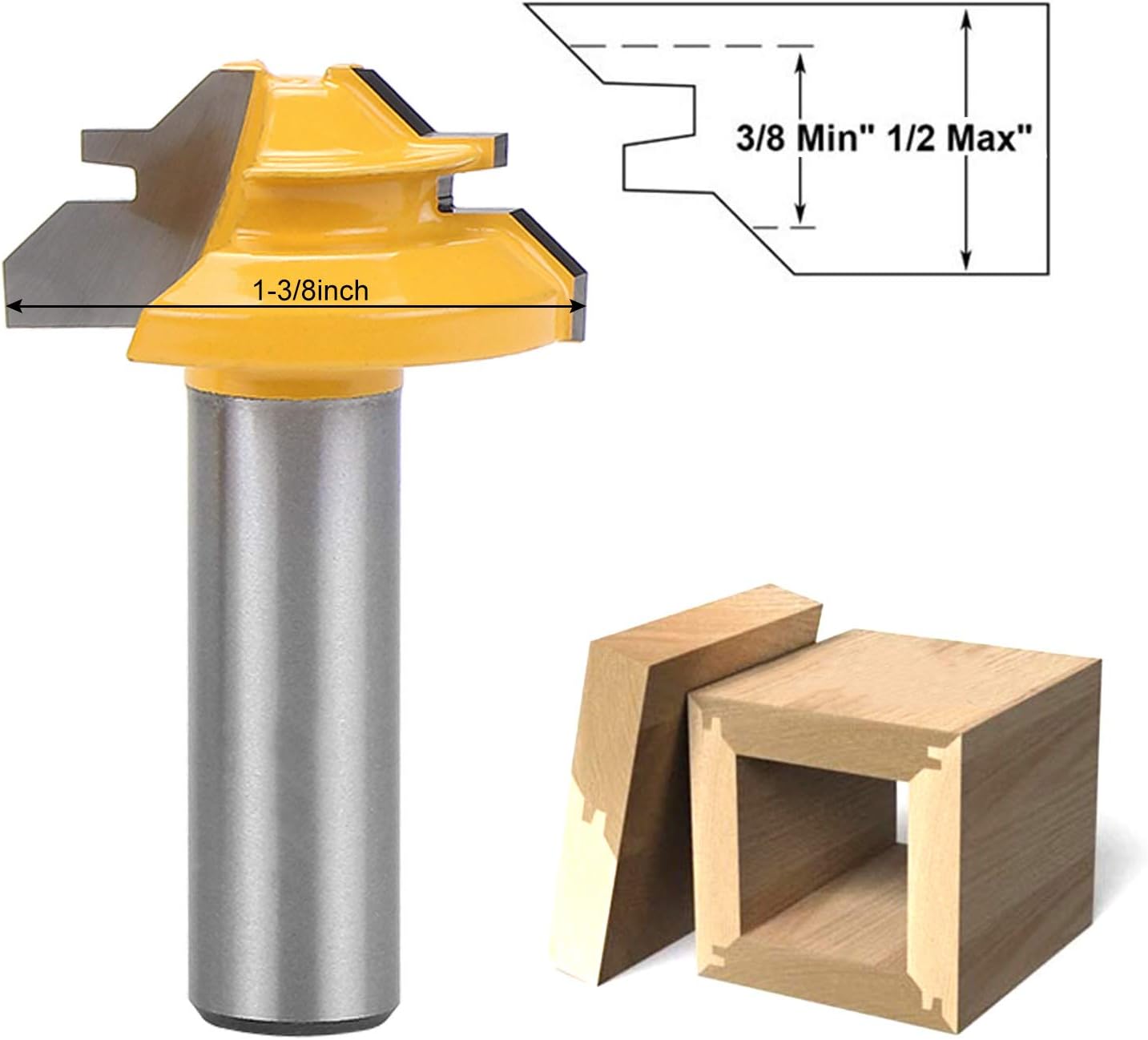 Aussel 3PCS 45 Degree Lock Miter Router Bit Tongue and Groove Set, 12.7mm 1/2 Inch Shank Wood