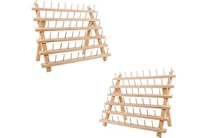 BAENRCY 2-Pack 60-Spool Wooden Thread Holder Sewing and Embroidery Thread Rack and Organizer Thread Rack for Sewing with Hook