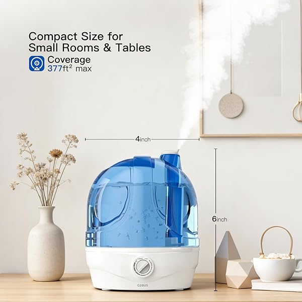AZEUS HUMIDIFIERS, 2.8L ULTRASONIC COOL MIST HUMIDIFIER FOR LARGE ROOM BABIES OFFICE, QUIET HUMIDIFIERS WITH MICROPOROUS FILTERS, LASTS UP TO 50 HOURS, AUTO SHUT-OFF (BPA-FREE)