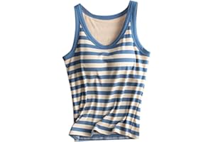 Gaexia Built in Bra Tank Tops for Women Loose Fit Summer Casual Flowy Cami Tops Adjustable Spaghetti Strap Solid Color Vest