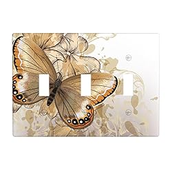 Pznen Triple Toggle Wall Plate, Butterfly Gold